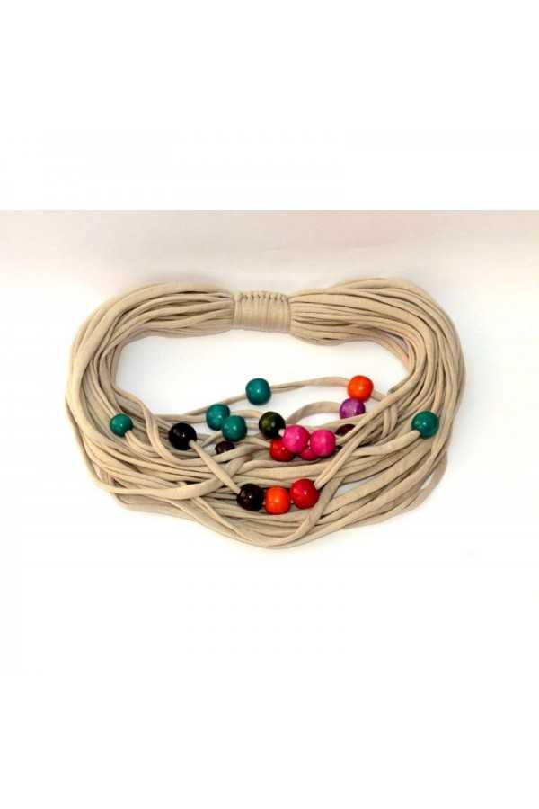 Collier fantaisie spaghetti avec perles