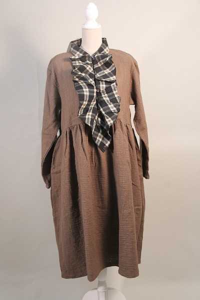 Les Ours Robe manteau Poema coton khadi chocolat