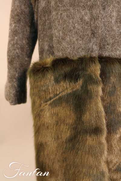 Kontessa Manteau vert Laine et fausse fourrure Mohair