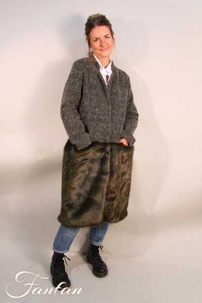 Kontessa Manteau vert Laine et fausse fourrure Mohair