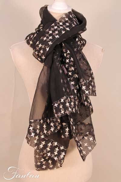 Privatsachen Scarf in embroidered silk Windschatz Kaviar