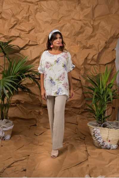 Blitz Moda Positano Pantalon lin Musa ecru