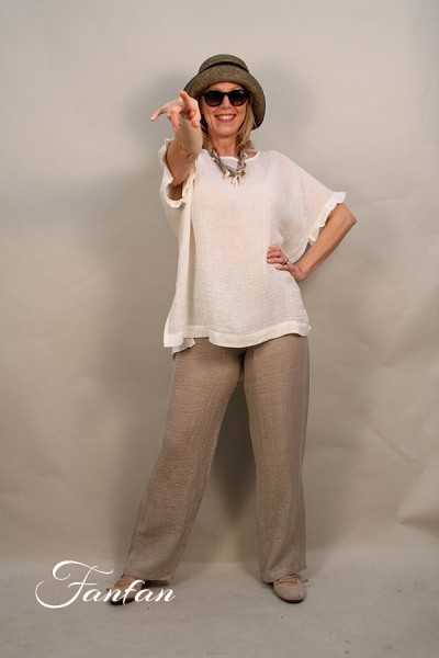 Blitz Moda Positano Pantalon lin Musa ecru