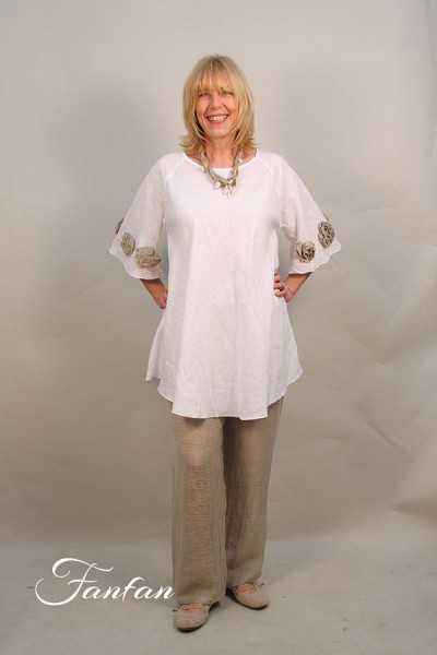 Blitz Moda Positano Pantalon lin Musa ecru