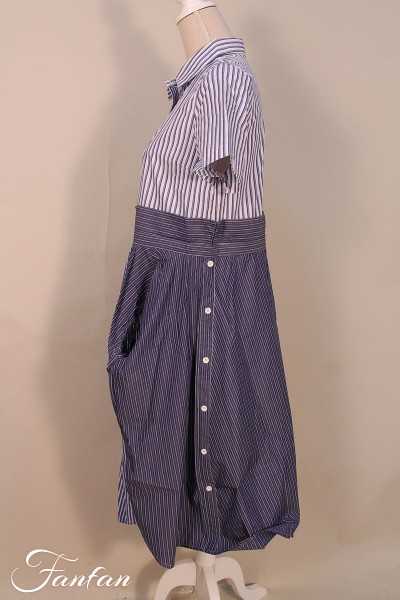 Kokomarina Striped dress Ichi white and blue