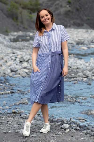 Kokomarina Striped dress Ichi white and blue
