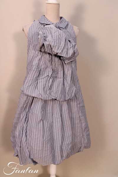 Les Filles d'Ailleurs Robe à jabot blue stripes R980