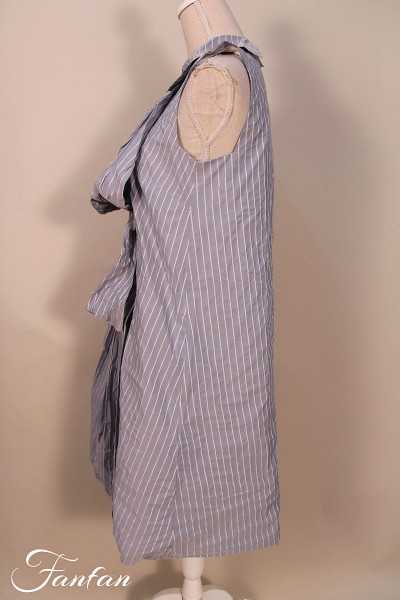 Les Filles d'Ailleurs Robe à jabot blue stripes R980