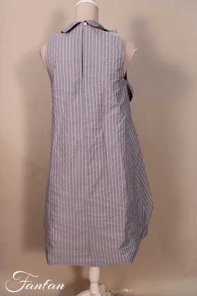 Les Filles d'Ailleurs Robe à jabot blue stripes R980