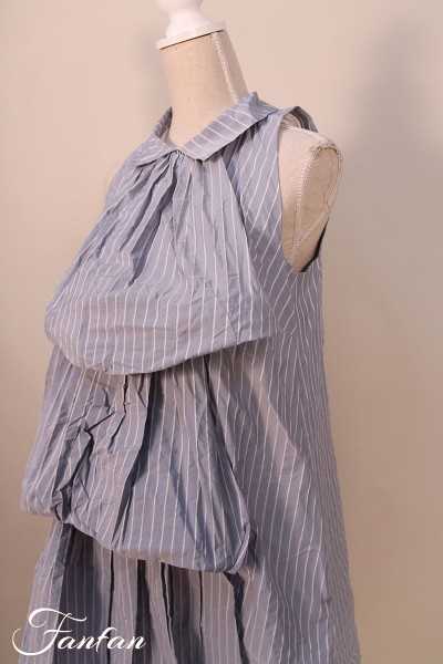 Les Filles d'Ailleurs Robe à jabot blue stripes R980