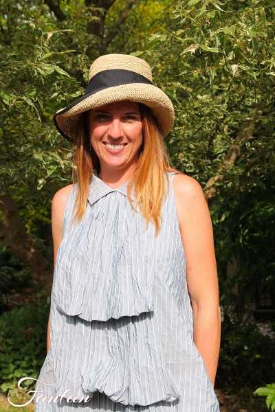 Les Filles d'Ailleurs Robe à jabot blue stripes R980