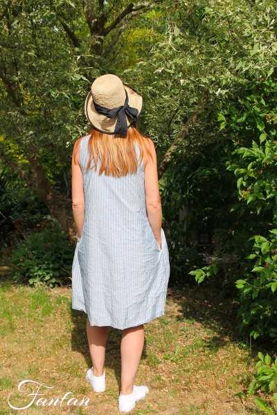 Les Filles d'Ailleurs Robe à jabot blue stripes R980