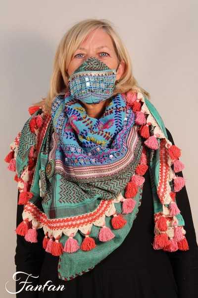 Izuskan Handgestickte Maske Smaragd