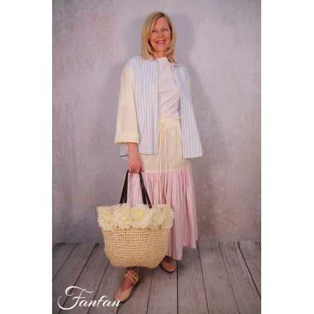 Les Filles d'Ailleurs Jupe rayée Pink up Yellow J573