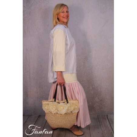 Les Filles d'Ailleurs Jupe rayée Pink up Yellow J573
