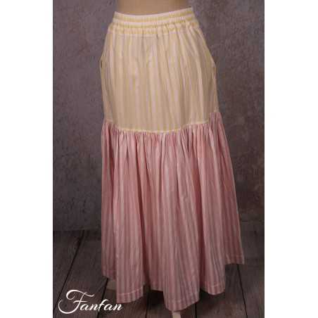 Les Filles d'Ailleurs Jupe rayée Pink up Yellow J573