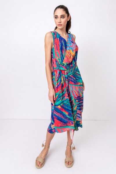 Ivko Wickelkleid mit tropischem Print 211543 Pink