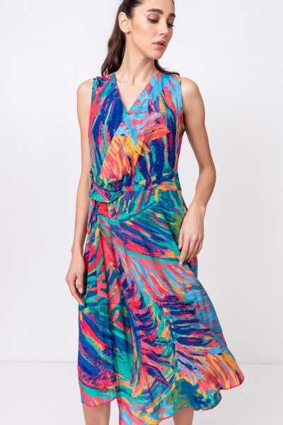 Ivko Wickelkleid mit tropischem Print 211543 Pink