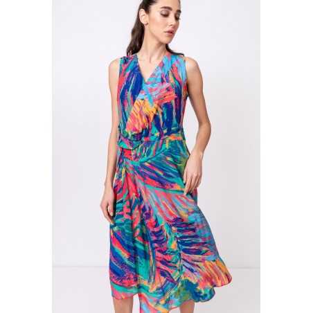 Ivko Wickelkleid mit tropischem Print 211543 Pink