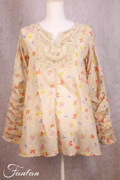 Ewa I Walla Blouse 44821 Voile Yellow Flower