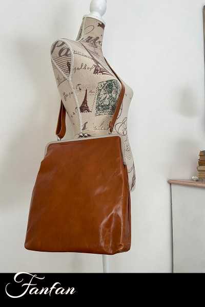 Volker Lang Grand sac à main EFFI à fermoir Clic Clac Vintage Whiskey