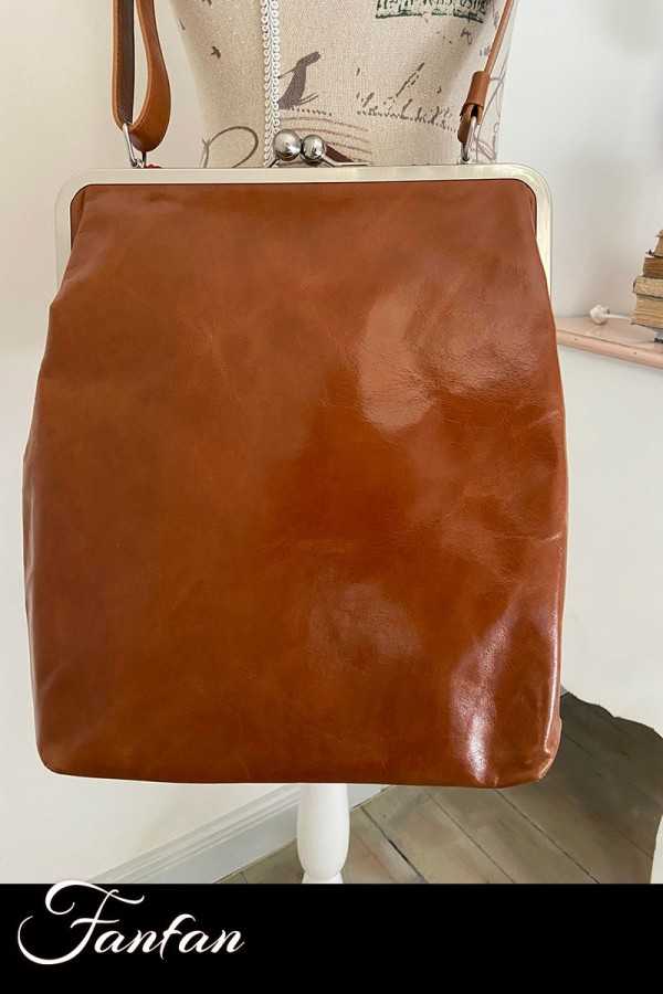 Volker Lang Grand sac à main EFFI à fermoir Clic Clac Vintage Whiskey