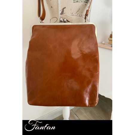 Volker Lang Grand sac à main EFFI à fermoir Clic Clac Vintage Whiskey