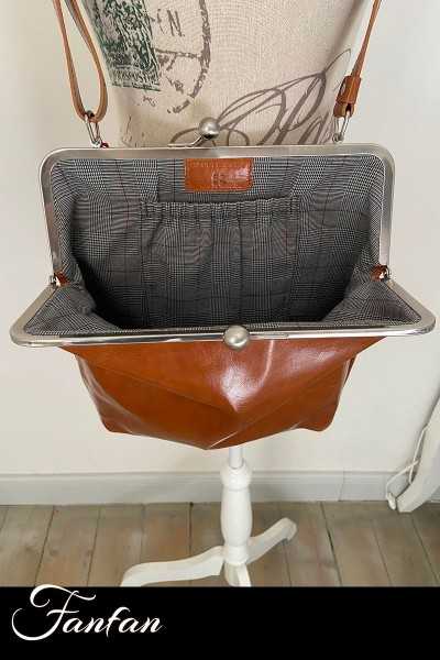 Volker Lang Grand sac à main EFFI à fermoir Clic Clac Vintage Whiskey