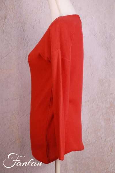 Orientique Naturally Knit Top v neck long sleeve 12225 Art Red