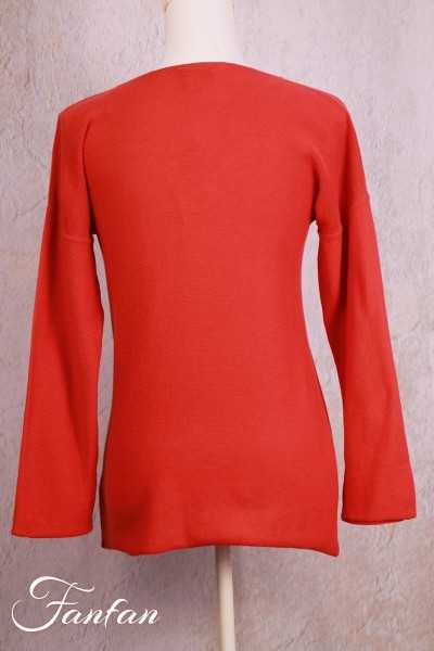 Orientique Naturally Knit Top v neck long sleeve 12225 Art Red