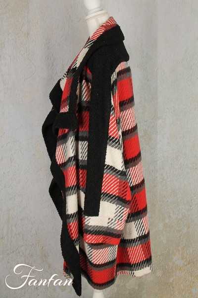 Alain Murati Manteau à carreaux noir et rouge W23-7890GD