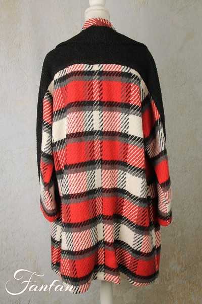 Alain Murati Manteau à carreaux noir et rouge W23-7890GD