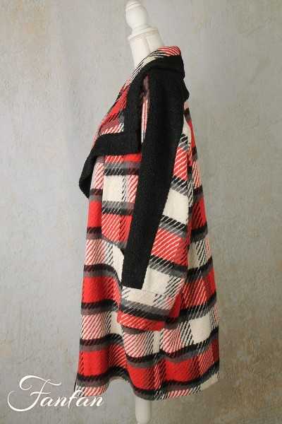 Alain Murati Manteau à carreaux noir et rouge W23-7890GD