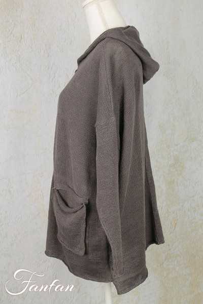 Grizas Veste à capuche en maille lin 61041-BL154 gris