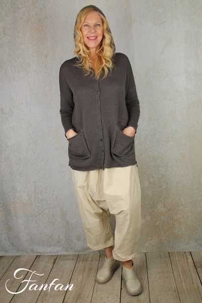 Grizas Veste à capuche en maille lin 61041-BL154 gris