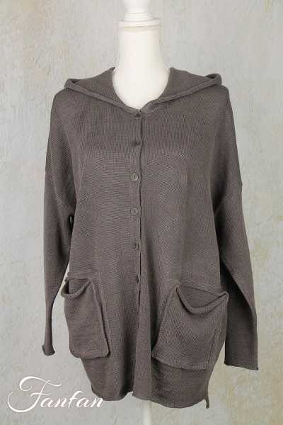 Grizas Veste à capuche en maille lin 61041-BL154 gris