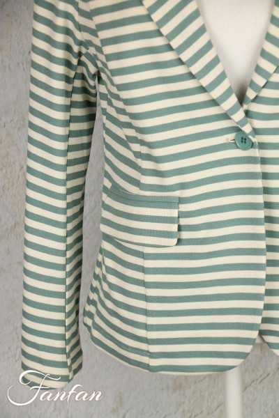 Van-Dos Veste blazer rayée vert et écru 66876239