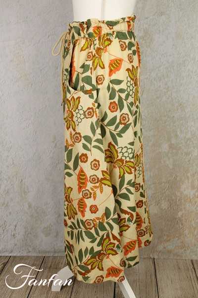 Van-Dos Jupe en lin à fleurs vertes 66975933