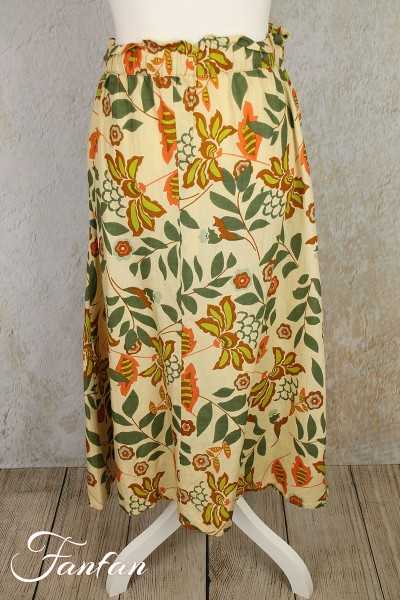 Van-Dos Jupe en lin à fleurs vertes 66975933