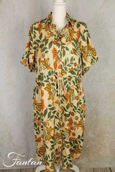 Van-Dos Robe en lin à fleurs vertes 67575931