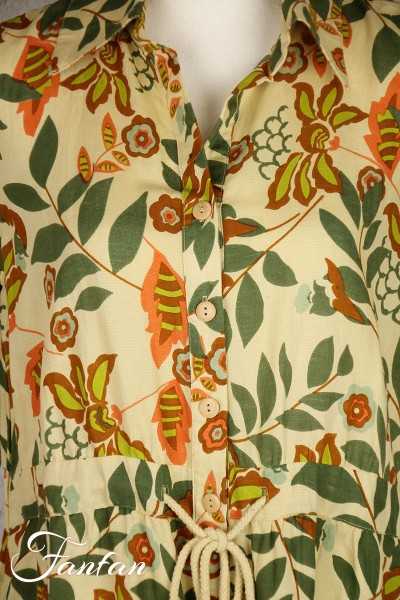 Van-Dos Robe en lin à fleurs vertes 67575931