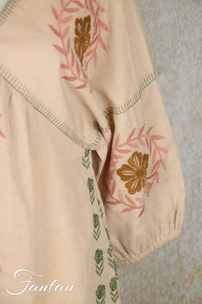 Van-Dos Robe brodée en lin et coton 67575138