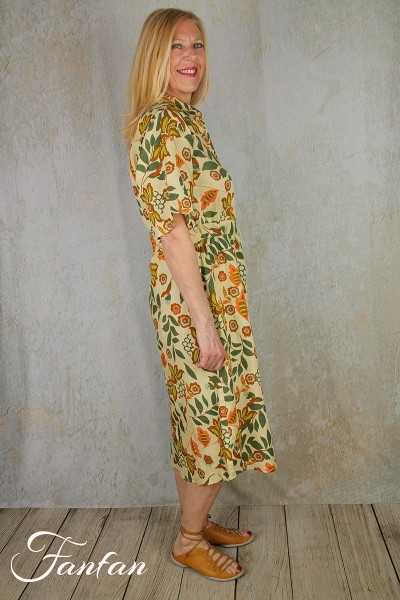 Van-Dos Robe en lin à fleurs vertes 67575931