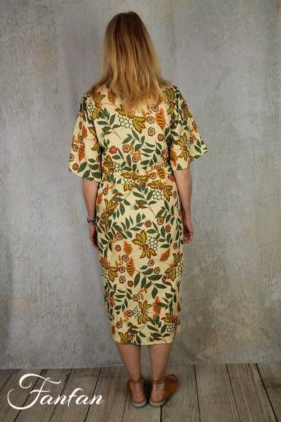 Van-Dos Robe en lin à fleurs vertes 67575931