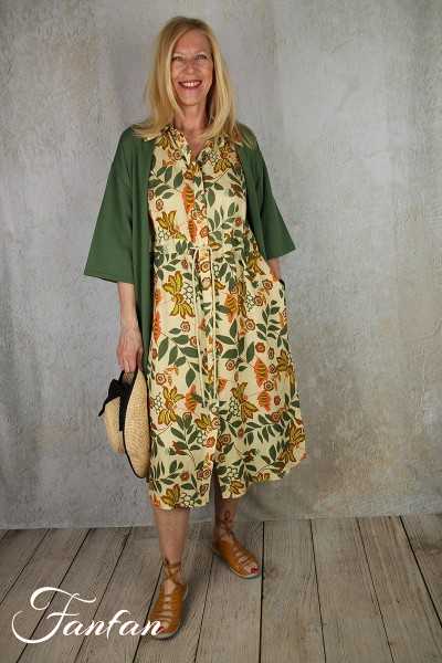 Van-Dos Robe en lin à fleurs vertes 67575931