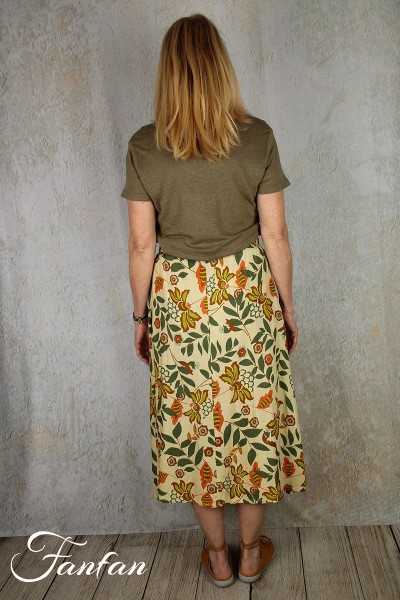 Van-Dos Jupe en lin à fleurs vertes 66975933