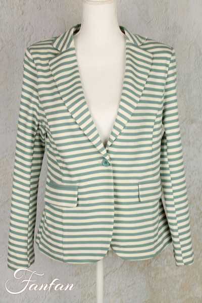Van-Dos Veste blazer rayée vert et écru 66876239