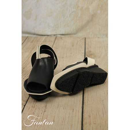 Trippen Sansale à talon bicolore Dual black and white 3