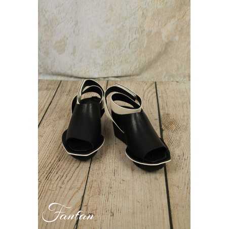 Trippen Sansale à talon bicolore Dual black and white