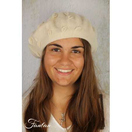 Rabionek Béret en laine vierge crème BA22.02T